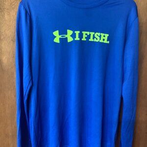 Boy's Youth XL Blue Long Sleeve Under Armour Fish Shirt